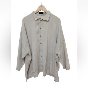 Eskandar 100% Relaxed Oversized Boxy Button-Up Tunic Top Sz 1 Beige